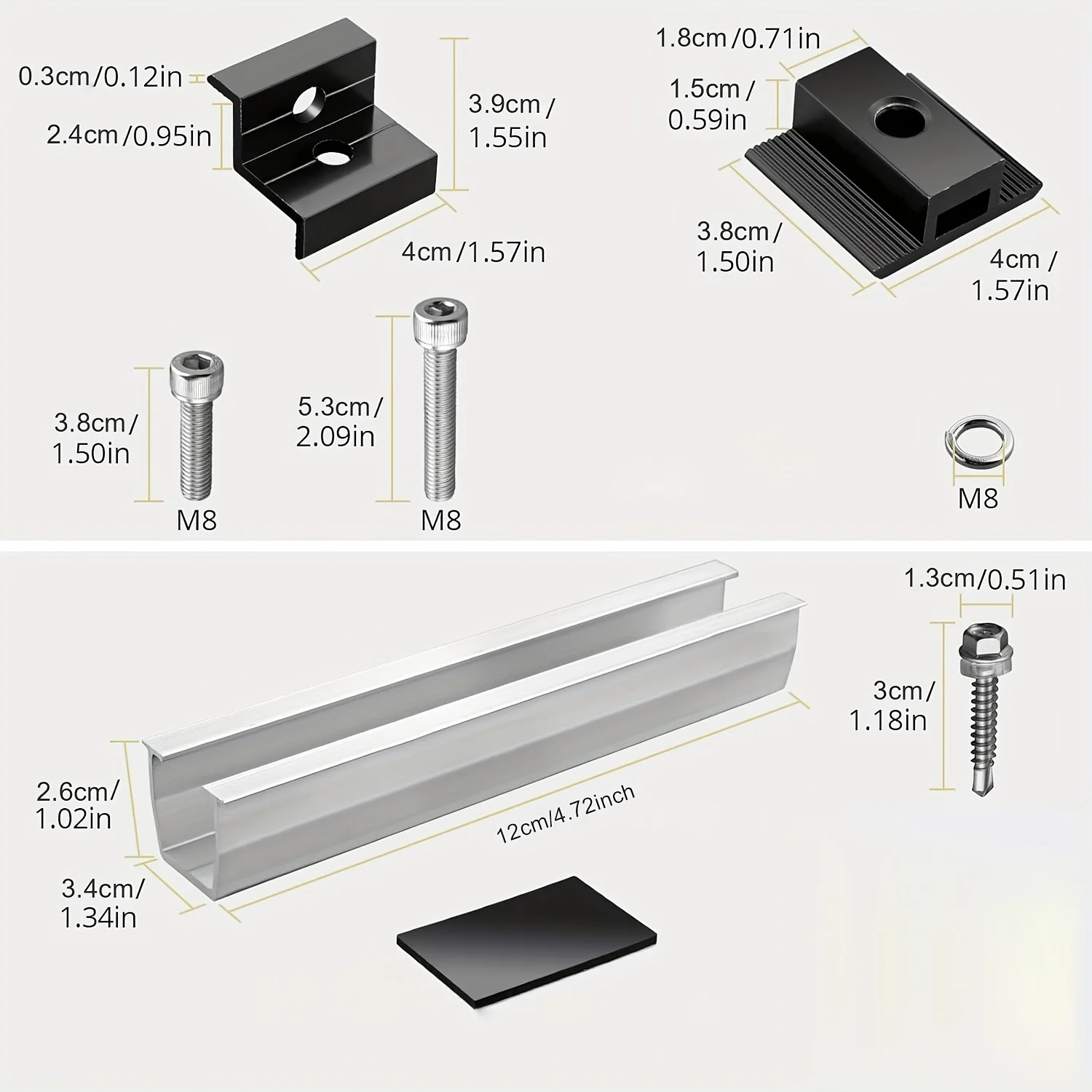 Solar Photovoltaic Bracket Aluminum Alloy Clamp 12Pcs/set For Solar Module Panel Racking Mounts Accessories