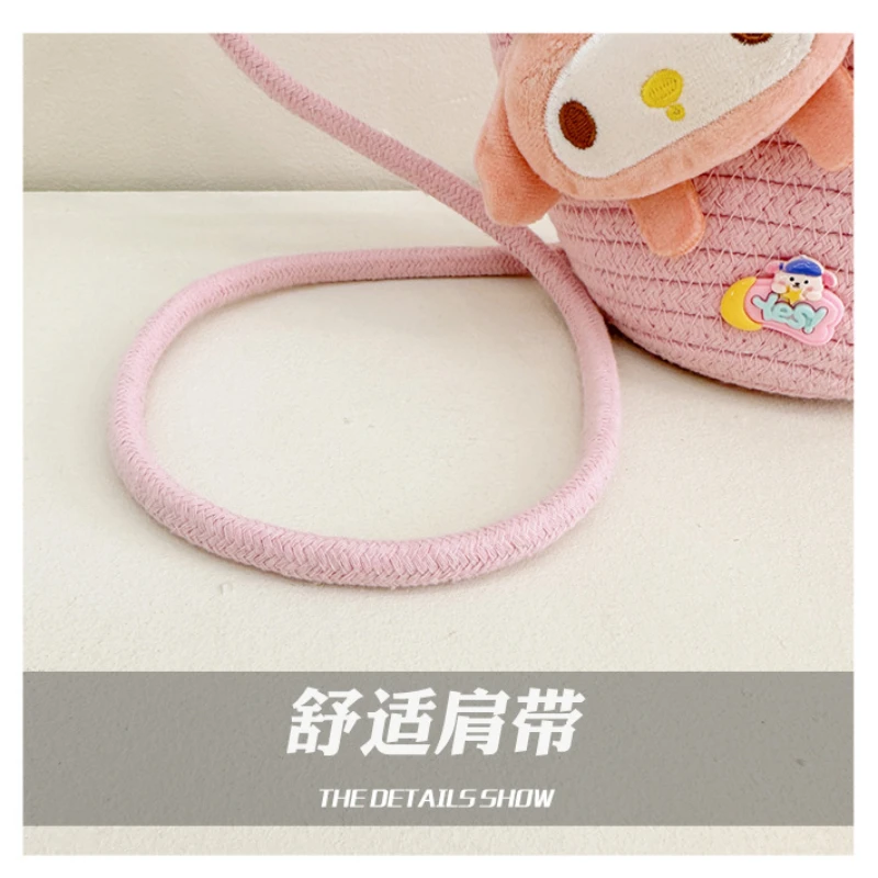HelloKittynewwomen's bag fashionable straw one-shouldercross-body children's bag cartoon cute plush accessories baby storage bag