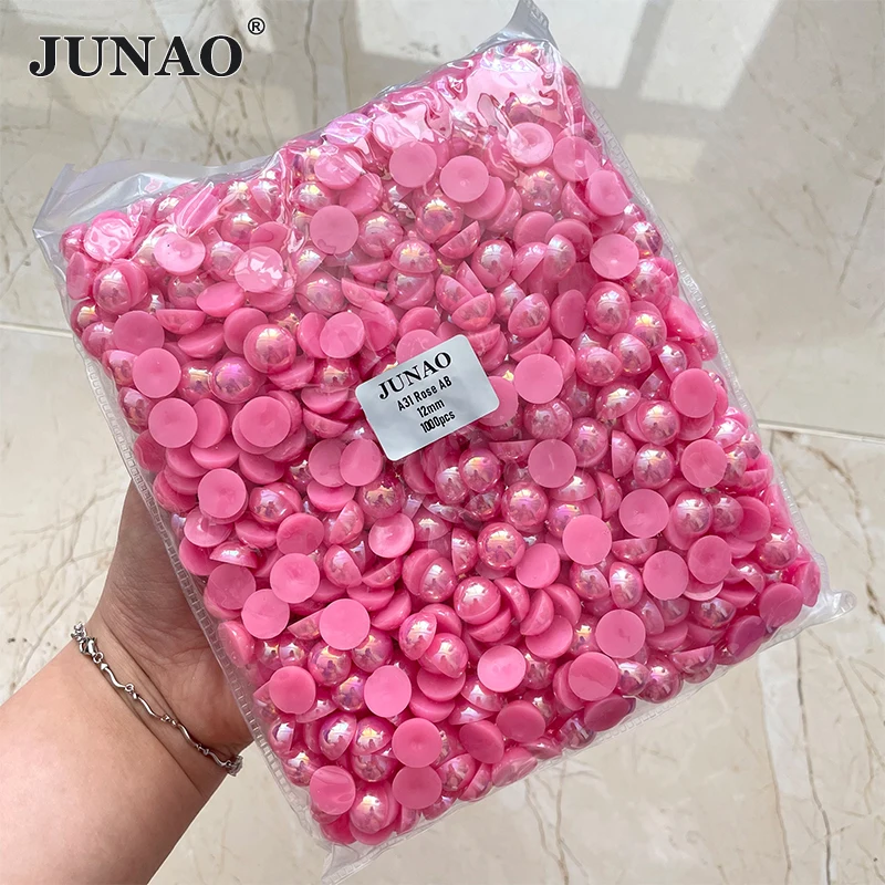 1000pcs Mixed Size Flatback Pearl Rhinestones - 2-8mm Half Round Beads For Nail Art & Crafts