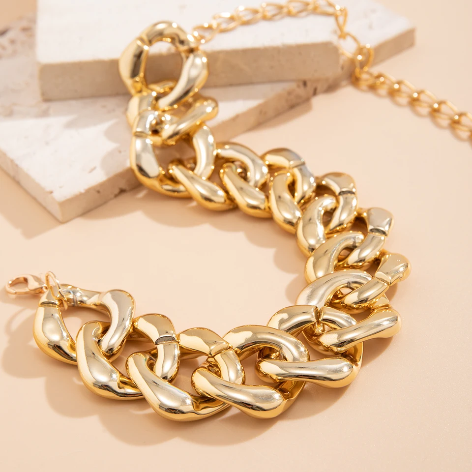 Chunky Geometric Paperclip Chain Choker Necklace - Resin Acetate Statement Collar For Women & Girls (No Gemstone) - View #2