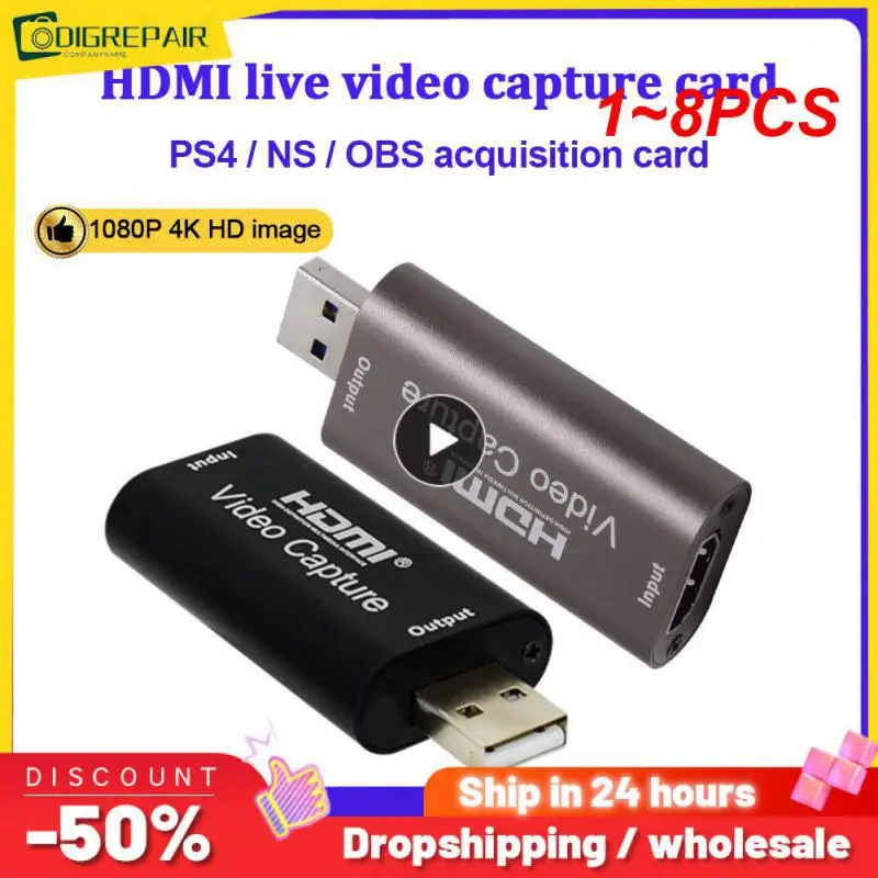 

1 ~ 8 шт. HDMI-совместимая карта видеозахвата USB 3.0 записывающее устройство для/3 игровых ТВ-приставок, телефона, видеокамеры, записи в реальном времени
