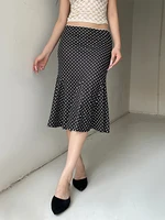 Women's Midi Skirts Dot Print Low Waist Skirts Spring Summer Casual Skirts 2025 Fashion Casual Elegant Clothes - Image 4
