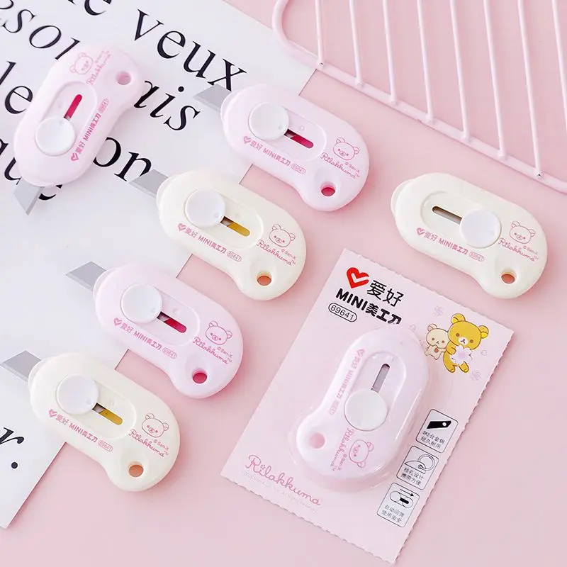 Utility Knife 1 Piece Lytwtw's Kawaii Mini Pocket Bear INS Box Knife Paper Cutter Craft Wrapping Stationery
