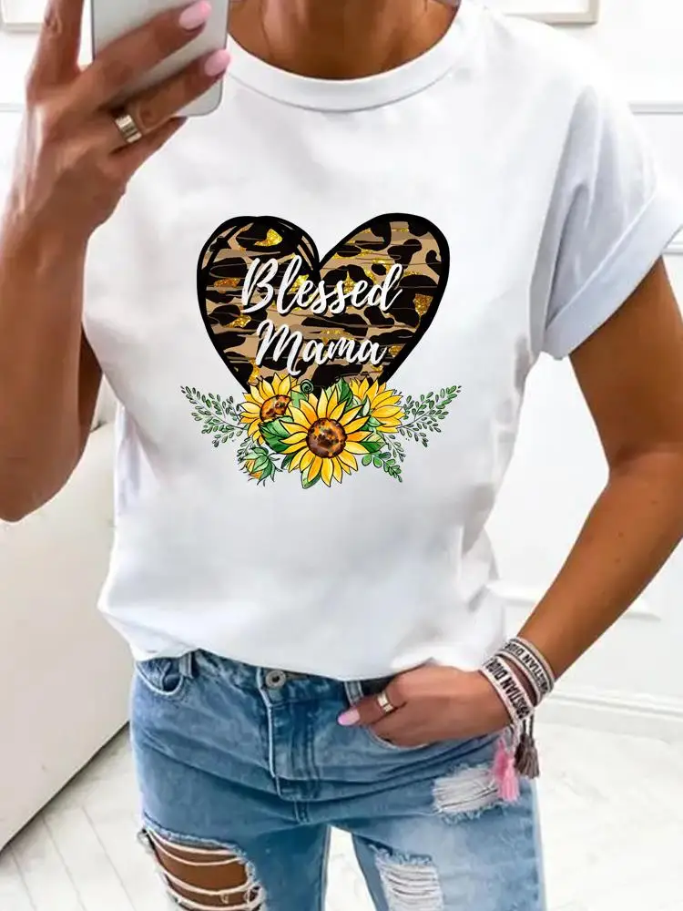 Wholesale Women'S Casual MAMA Letter Flower Short Sleeve Printing T-Shirts display picture 4