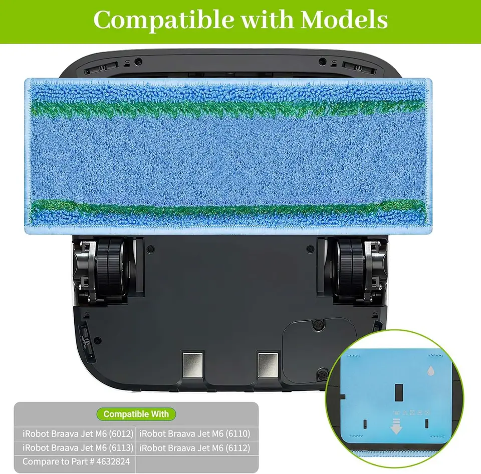Tamponi Lavabili Per Robot Mop Braava Jet M6 – Set Di Panni Umido E Asciutto Riutilizzabili, Alta Assorbenza