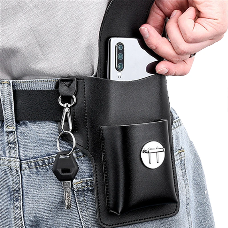 

Vintage Leather Waist Bag Cellphone Loop Holster Mens Belt Bag Phone Pouch Wallet Phone Case Waterproof Travel Camping Bag