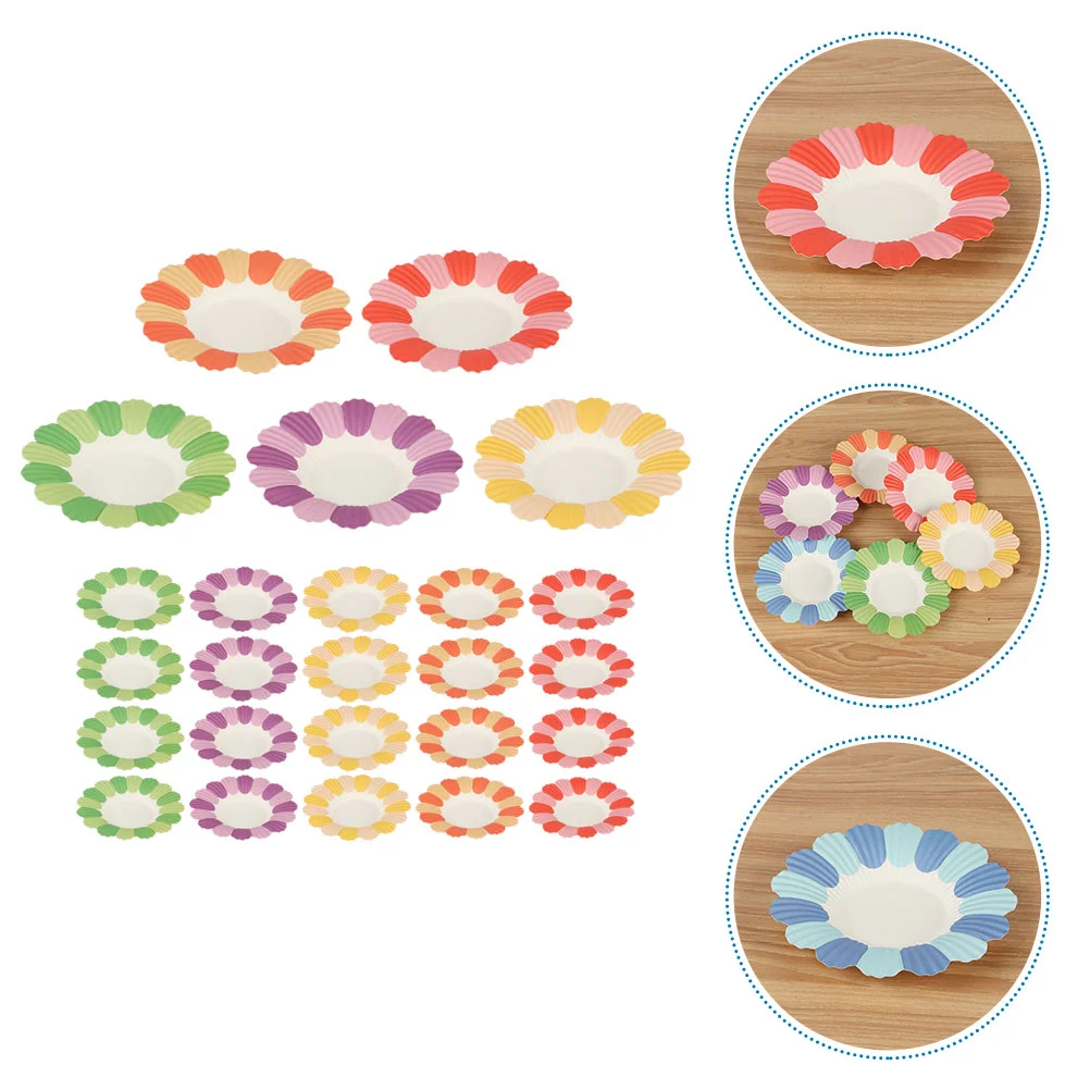 

50 Pcs Flower Paper Plate Party Kids Dinnerware Tray Appetizer Food Serving Child