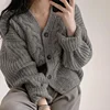 Fashion Knitted Cardigan Women V-nek Loose Sweater Casual Winter Warm Long Sleeve Coats Autumn Elegant Solid Color Knitted Tops