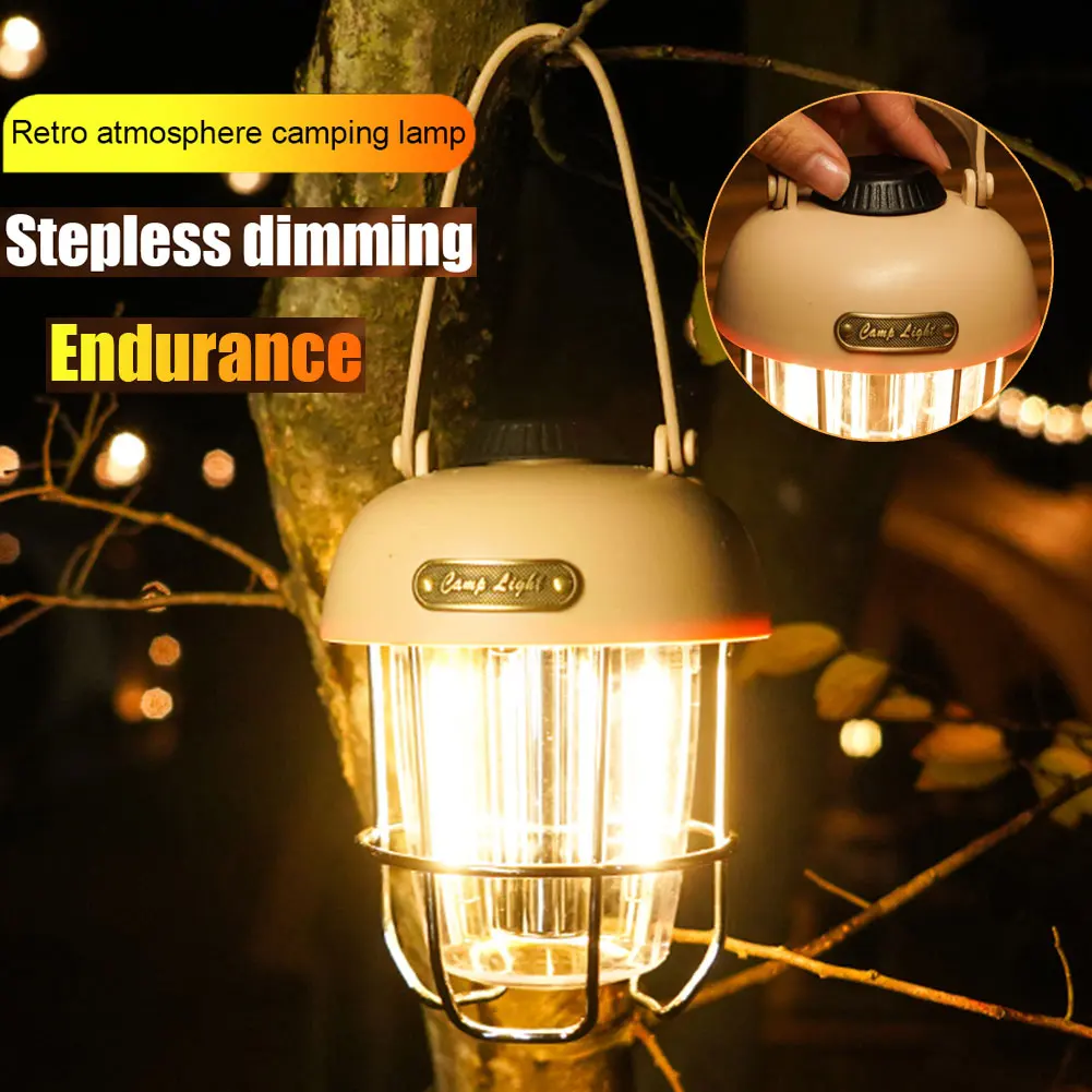 Vintage Camping Lamp Type-C USB Charging 2000mAh Portable Camping