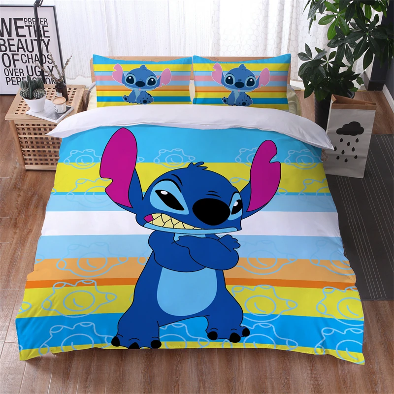 Lilo & Stitch Disney Cartoon Bedding Set Print Duvet Cover Sets Pillowcases Home Textile Children Boys Girls Bed Set Bedclothes 