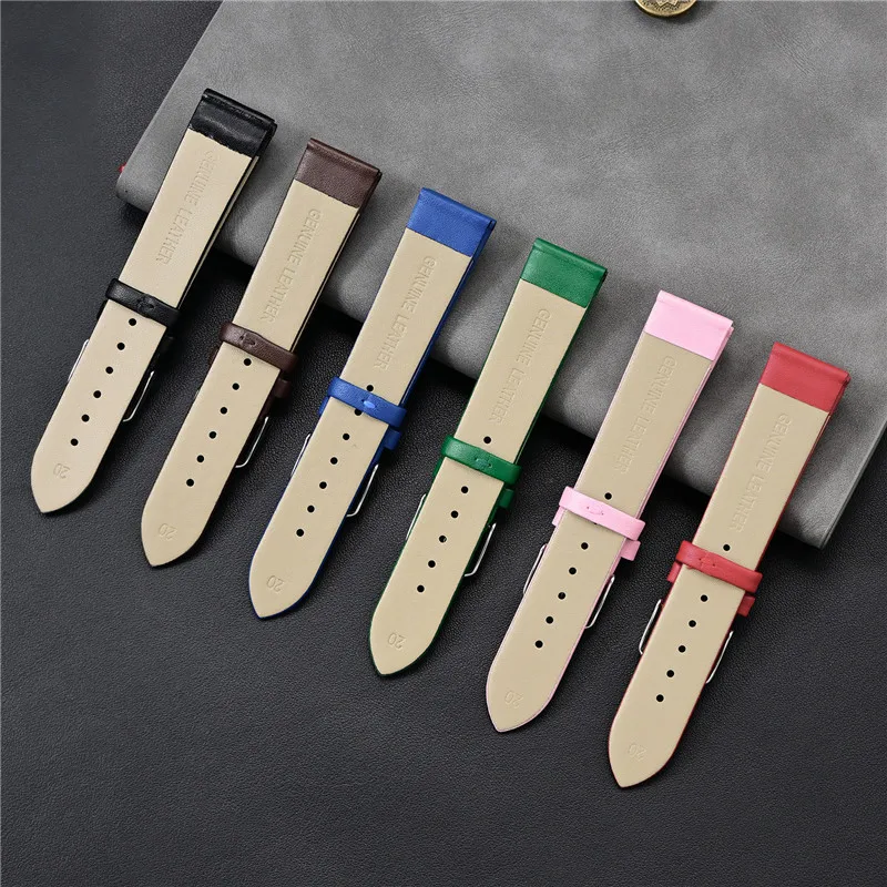 Premium Universal Genuine Leather Watch Strap - Soft, Waterproof Cowhide Band