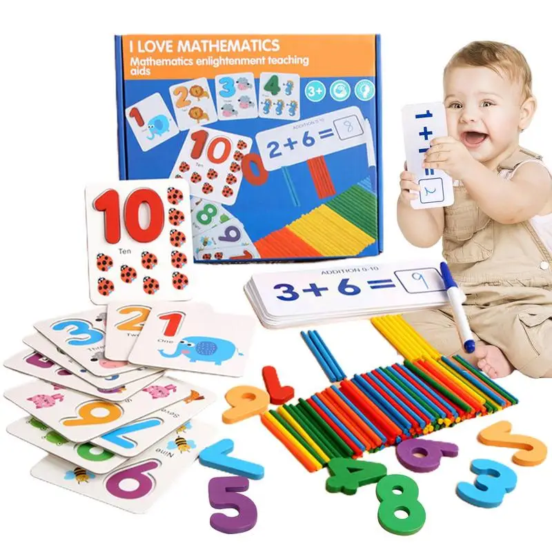 

Montessori Math Toys Number Cards Math Learning Set Montessori Counting Rods Stem Toys Homeschool Supplies Teaching Tools Math