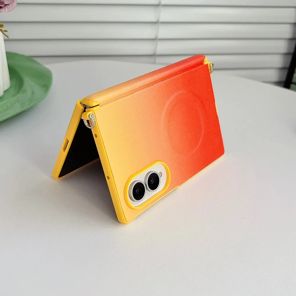 Magnetic PU Leather Shockproof Hinge Protective Case with Gradient Color Finish