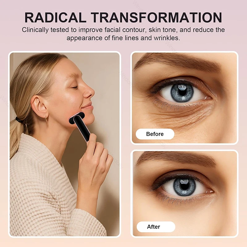 New 7 Color Light Beauty Wand Hot Compress Red Light Therapy For Face Neck EMS Microcurrent Facial Device Vibration Eye Massager