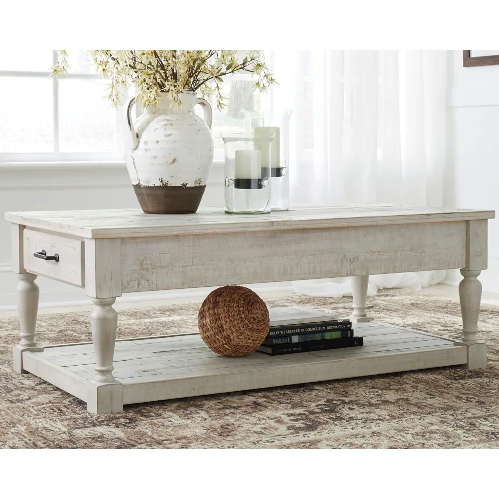 Shawnalore Rectangular Rustic Cocktail Table, Whitewash