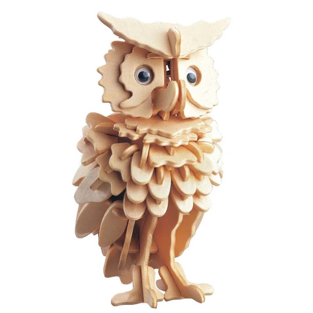 

3D Wooden Puzzles Bundle of Owl 3D Puzzle Construction Kits Educational DIY Wild Animals Toys Animals Brain Teaser