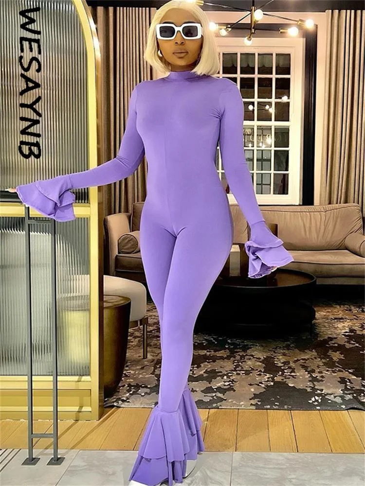

Fall Streetwear Clothes Long Sleeve Jumpsuit Women 2022 Bodycon Funny Club Flared One-pieces Outfits Design Jumpsuits