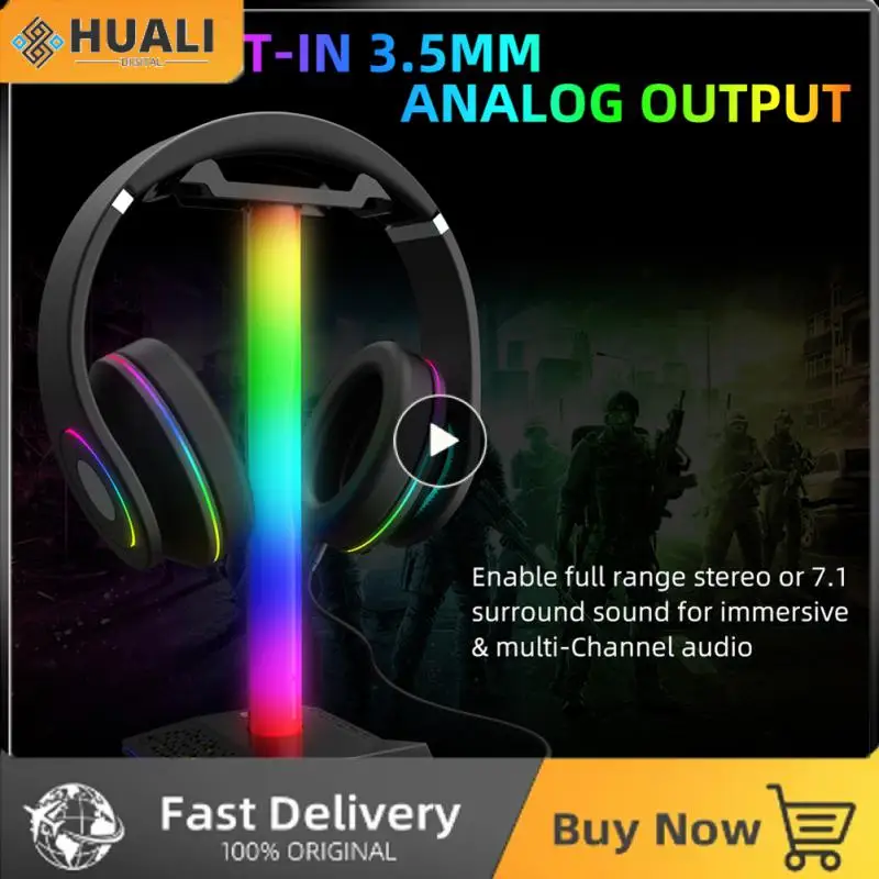 

Dual Usb Hub Jack Headphone Stand Pc Gamer Accessories Rgb Lighting Gaming Headset Hook Gamepad Hook For Ps5 Headset Support