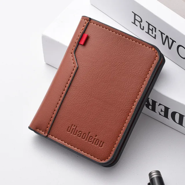 1Pc New Ultra-thin Mini Soft PU Leather Credit Card Wallet Holder Short Vertical High Quality Men's Wallet 12