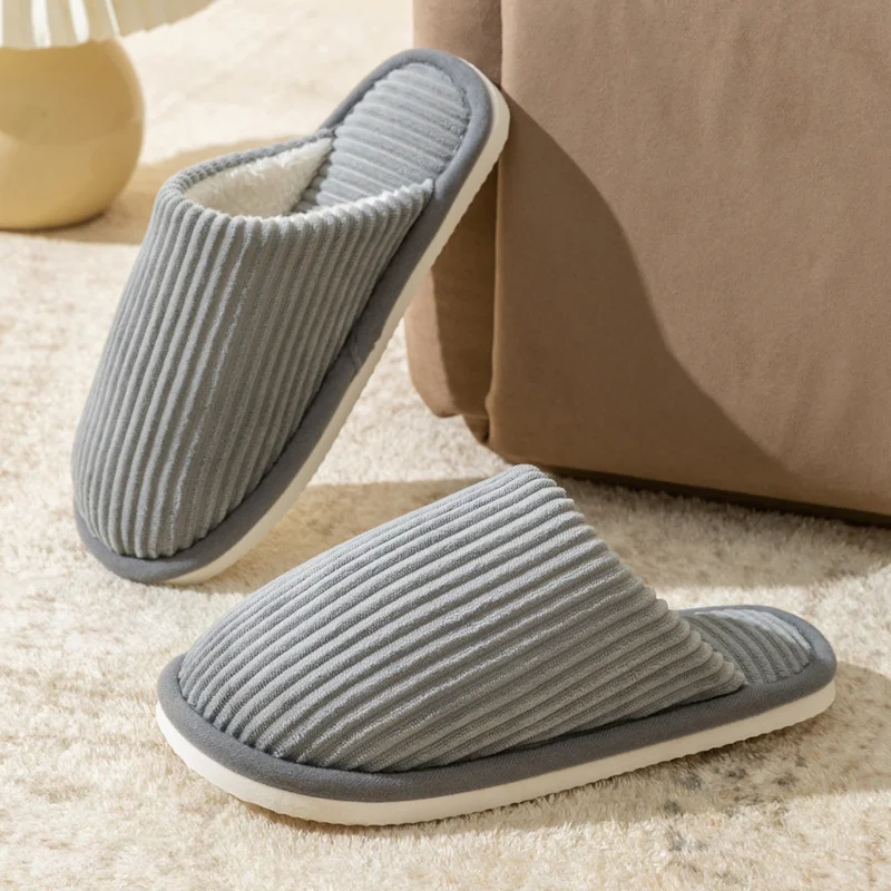 Winter Warm Plush Men Slippers Non Slip Soft Shoes Comfort Flat Heel Indoor Bedroom Couple's Slippers for Home Shoes in Autumn 3