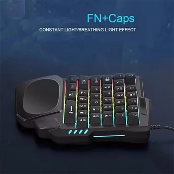 35 Keys Usb Keyboard One-Handed Wired Rgb Luminous Gaming Keyboards for Tablet Colorful Ergonomics Gamer Keypad Hand Rest 2