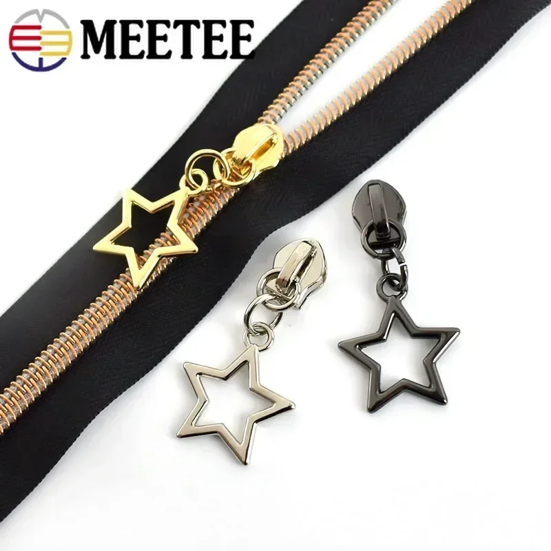 

10/20Pcs Meetee 5# Zipper Puller Slider for Nylon Zippers Sewing Bag Backpack Clothes Star Zip Head Repair Kit DIY Accessories