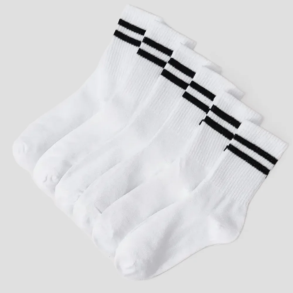 

3/6/12 Pairs High Quality Women's Mid-Tube Socks Solid Colour Cotton Breathable Sport Sweat Absorbent Man And Women's Socks