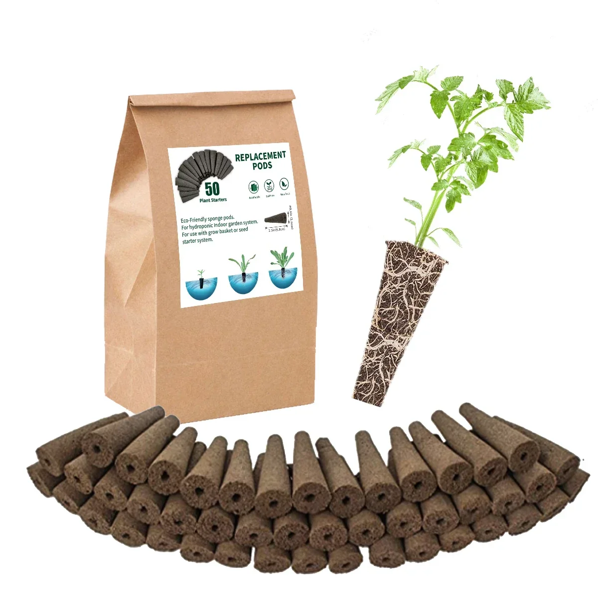Hydroponic Supplement Seedling Pot Garden Planting Herb Germination Sponge Replacement Root Growing Sponge Supplemental Pod