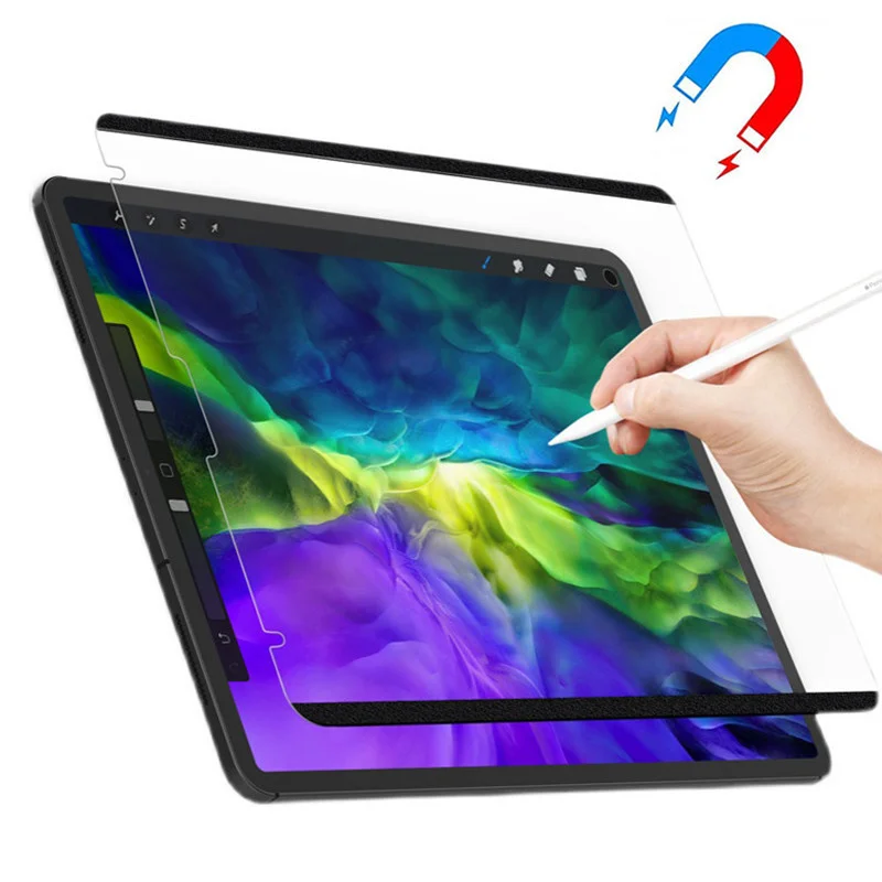 Papír obrazovka ochránce pro ipad vzduch 5 4 10 9 2022 pro 11 2021 12 9 mini 6 5 pro ipad 10.2 10th 9/8/7 gen odnímatelný magnetický filmovat