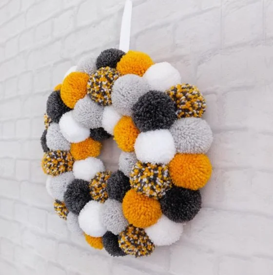 thick woolen pompoms ball wreath holiday decoration crafts 5cm wool pom pom wreath home decoration