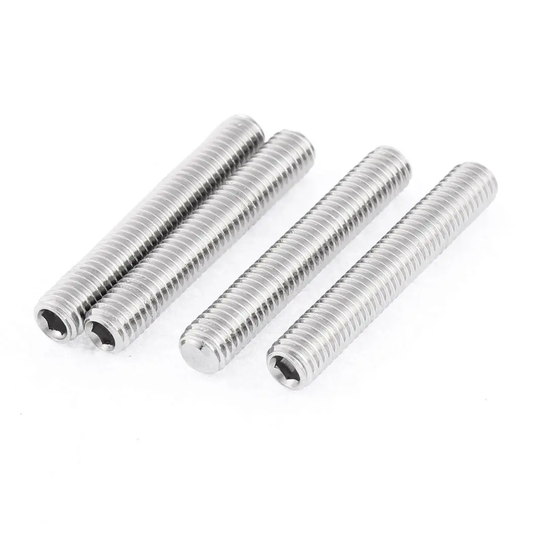 

M8x50mm Metric 304 Stainless Steel Hex Socket Set Flat Point Grub Screws Silver Tone for Towel Rack Door Knob 4pcs