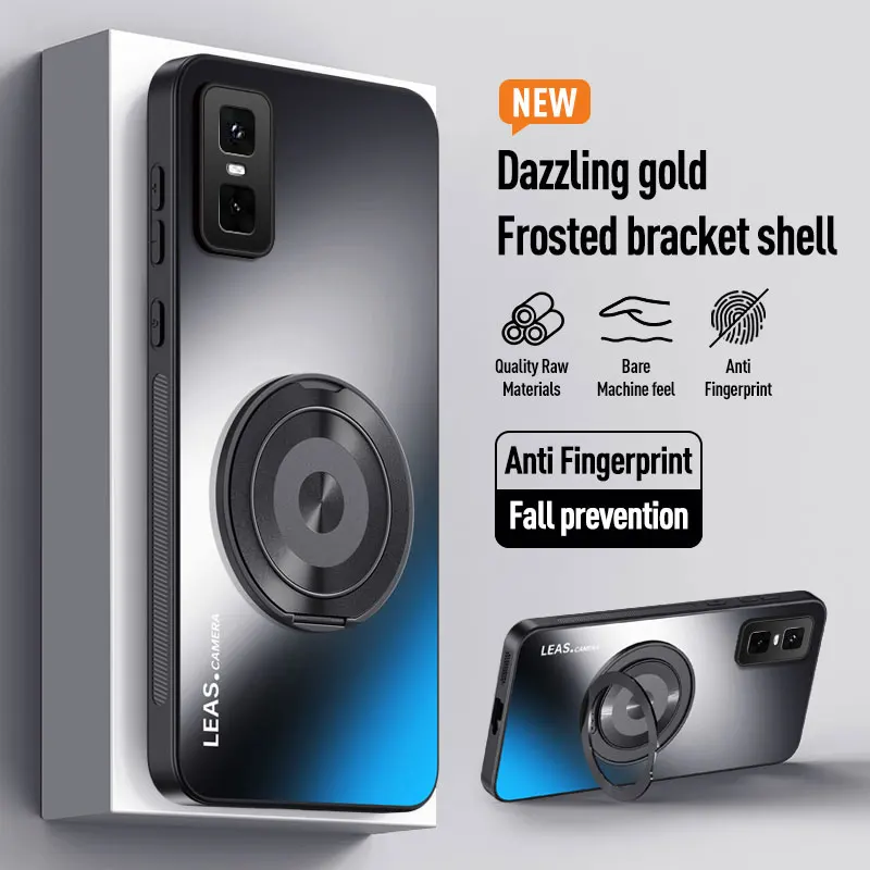 Magnetic Holder Case - Matte Skin-Feel with Lens Protection, Hard Back Cover