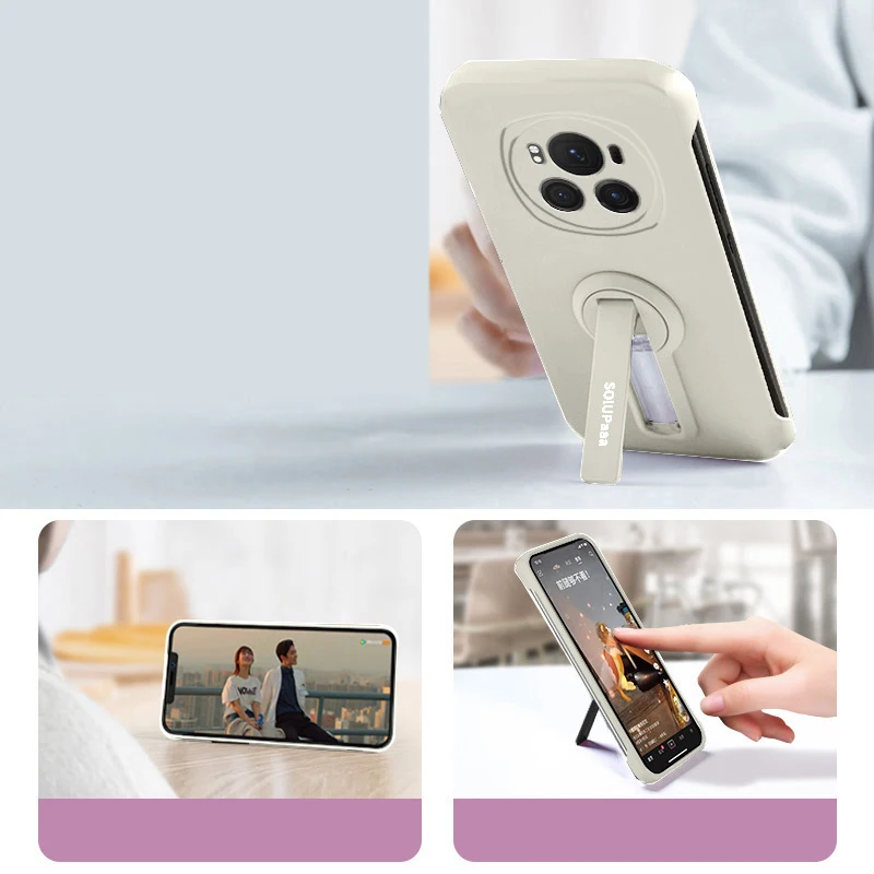 Sleek White Frameless Phone Case with Holder and Lanyard