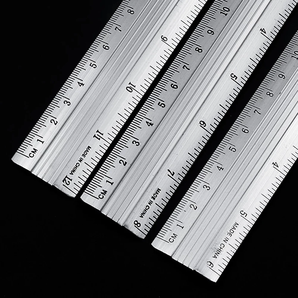 20 Inch Ruler In Hand 1pc 15/20/30cm Ruler Aluminum Alloy Straight Rulers Protective Scale ...