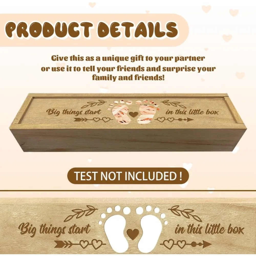 Pregnancy Test Keepsake Box Love Hollow Footprints Wooden Push Pull Pregnancy Announcement Gifts Box storage box gift items