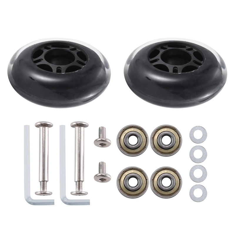 

70Mmx23mm Transparent Set Of 2 Luggage Replacement Wheels Luggage Replacement Parts With Carbon Steel Bearings Kit