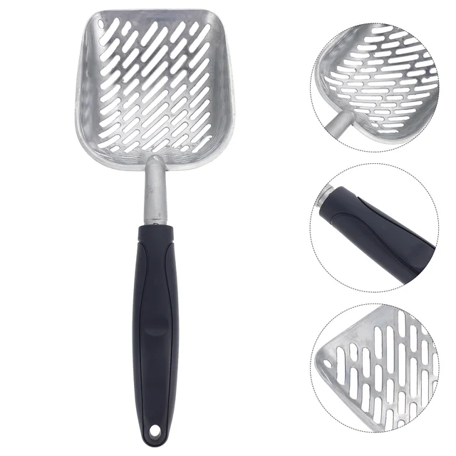 Cat Litter Scoop Aluminum Alloy Lightweight Smooth Safe Rounded Edges Large Capacity Portable Cat Litter Cleaning Shovel