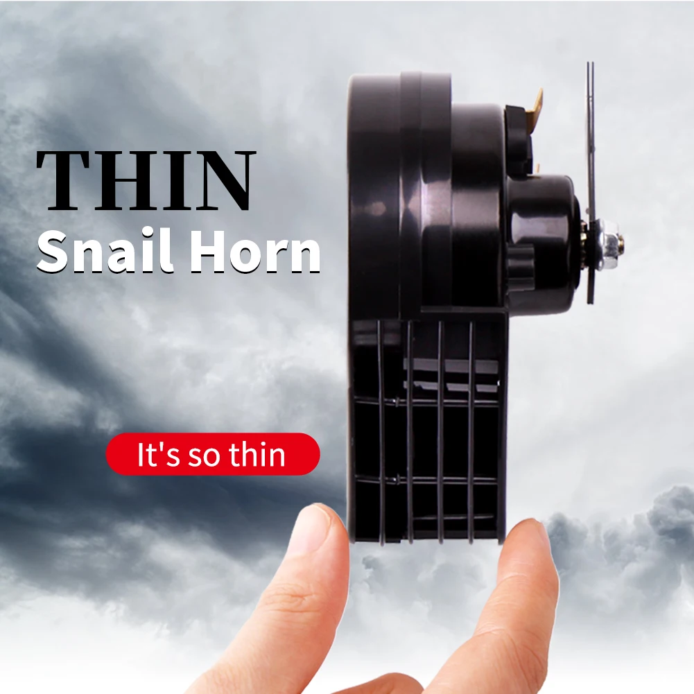 Compact Snail Horn 12V Ultra Thin Single High Tone/Low Tone Waterproof Car Horns Loud Horn For Any 12V Vehicles FARBIN