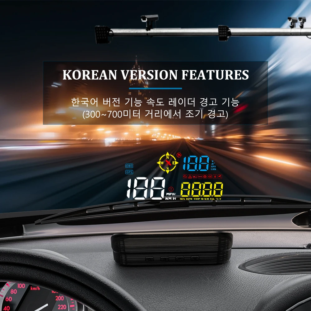OBDHUD M21 OBD2 GPS HUD ڵ   ӵ,  ӵ   ̴,  ڵ 溸   ÷