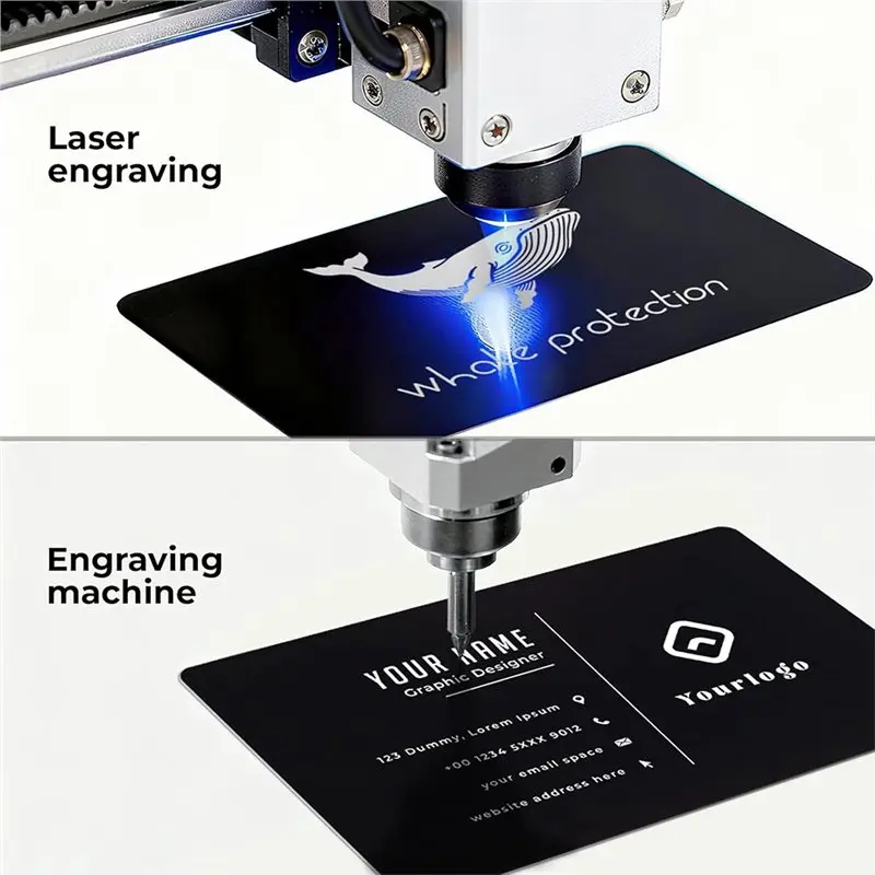 프리미엄 0.42mm 알루미늄 무광 블랙 메탈 레이저 각인 명함 블랭크 - 다용도 DIY 카드 50개