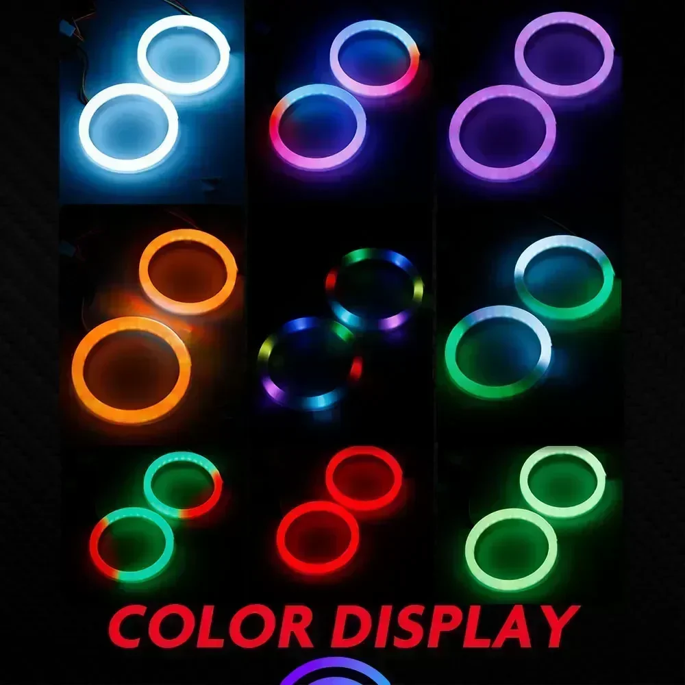 2PCS 12V 24V DC LED Angel Eyes Cotton Lights with Turn Signal Lights APP Bluetooth RGB DRL Halo Rings For Car Scooter Headlight led car lights led lights led car decorative lights led car decoration lamp car ambient lights