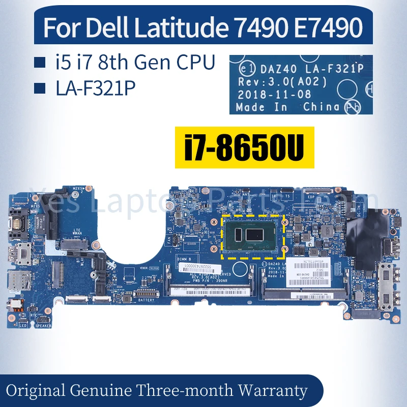 

LA-F321P для Dell Latitude 7490 E7490 Материнская плата ноутбука 06WXCN 0PP44F 02766V 0C56HH 03XG7D i5-8350U Материнская плата ноутбука
