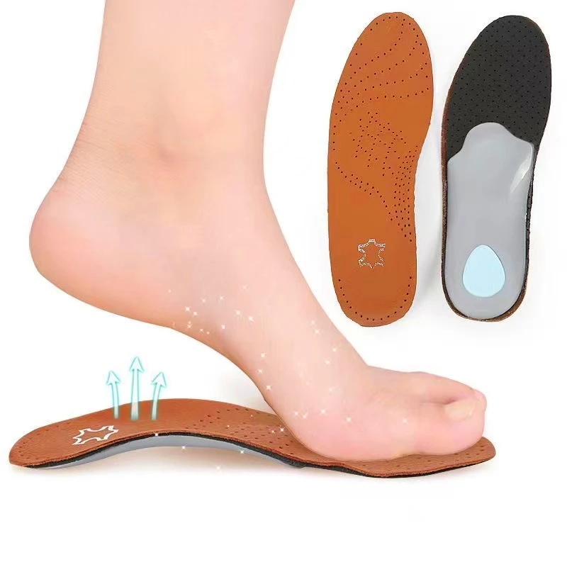 

Leather Orthopedic Insoles Arch Support Insole Flat Feet Plantar Fasciitis Shoe Pads Quality Leather Deodorising Shoe Sole 1Pair