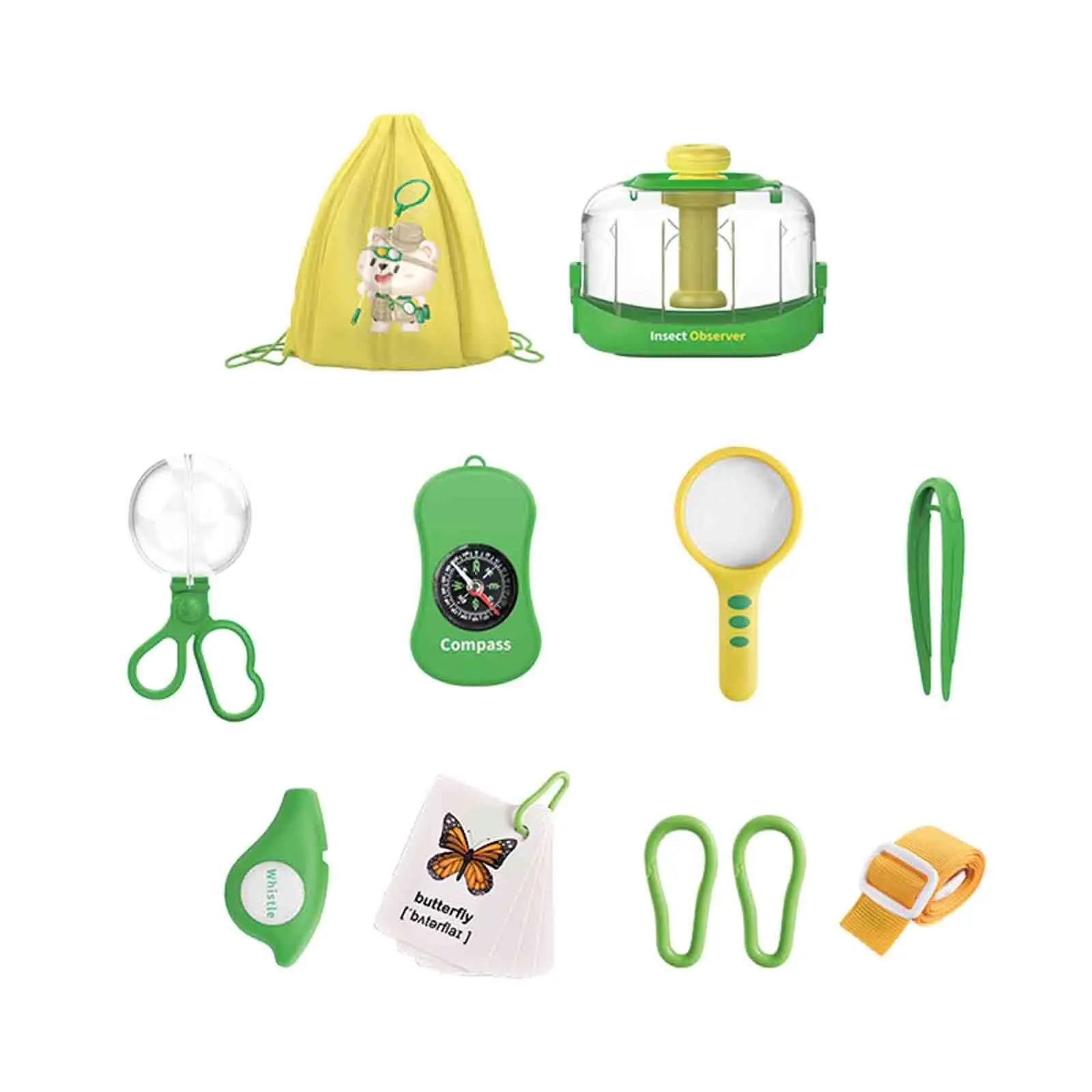 Portable Bug Catcher Kit Exploration Equipment Supplies Outdoor Play Magnifying Glass and Tweezers for Toddlers Children Ages 3+