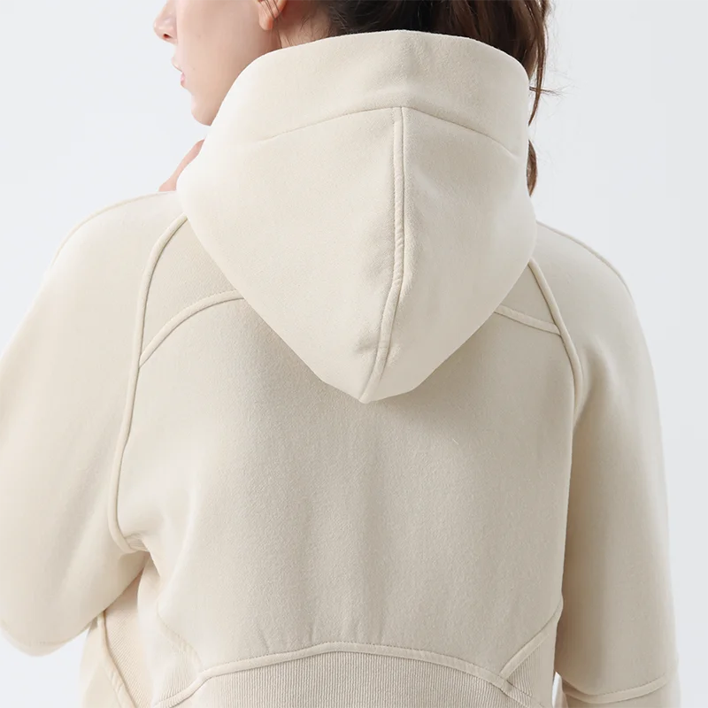 Autumn and winter yoga wear women's sports half zip hoodie hoodie casual loose short plus fleece