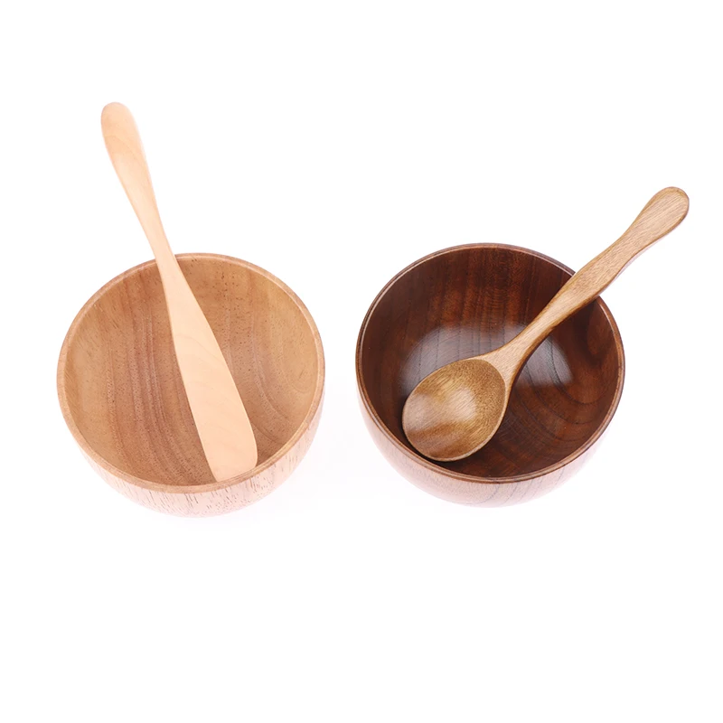 1PCS Wood DIY Face Mask Mixing Bowl Spoon Aromatherapy Bowl Massage Oil Face Care Salon Essential Makeup Tool Kits