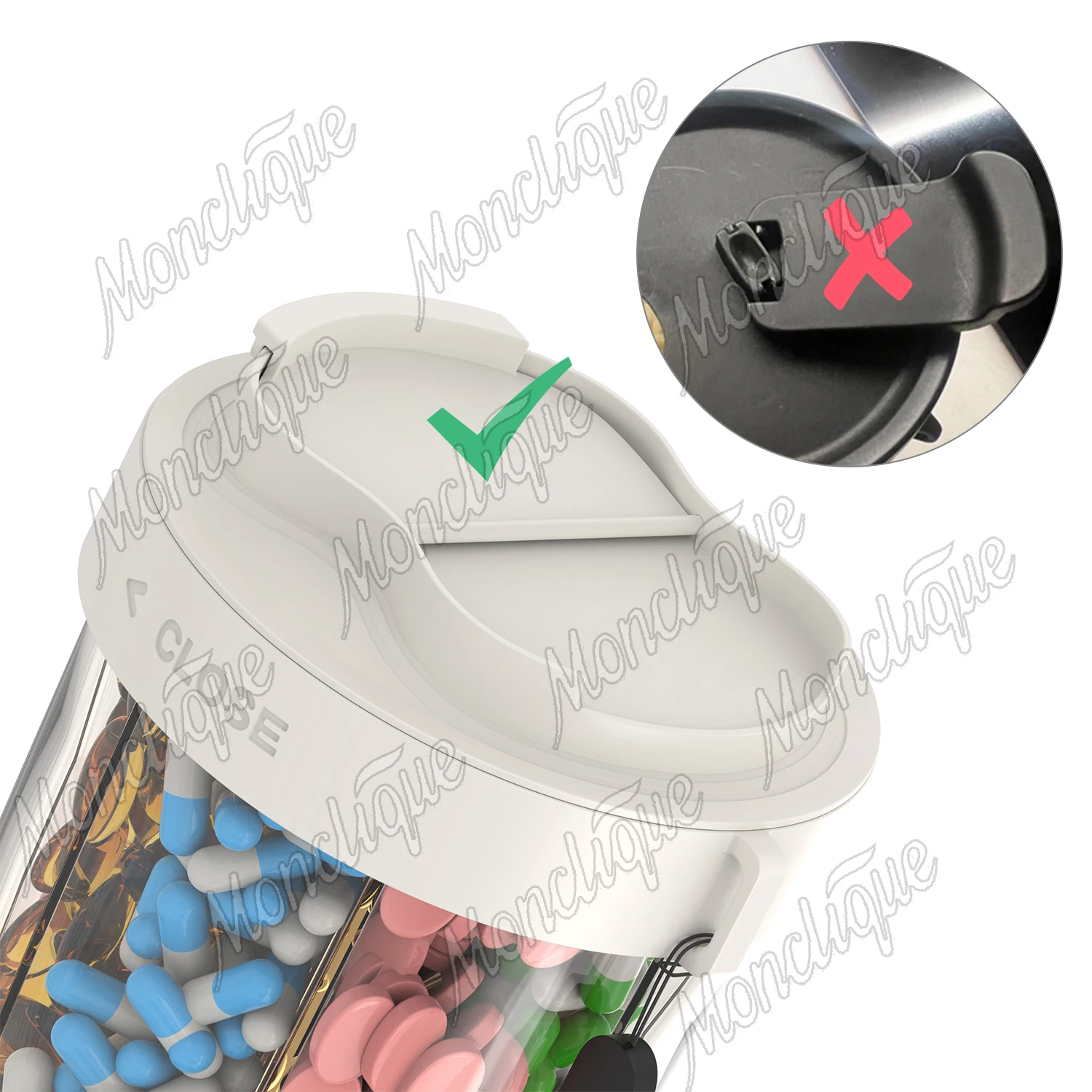 7 Grids Large Storage Pill Cup Bottle Organizer Supplement Dispenser Holding 7 Various Vitamins Travel Pill Case Box Container