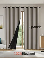 2pcs Solid 100% Blackout Curtains - Curtains for Bedroom and Living Room - UV Protection, Easy Sliding, and Stylish Design 1