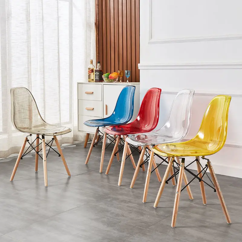 

Chair Home Backrest Plastic Dining Chair Office Conference Internet Celebrity Transparent Desk Chair Solid Wood Stool