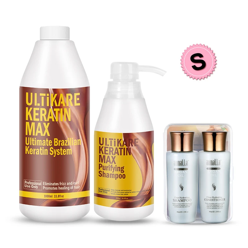 1000ml 8% Formalin Brazilian Keratin Hair Treatment+500ml Purifying Shampoo Moisturizing Make Shiny Healthy Hair With Gift